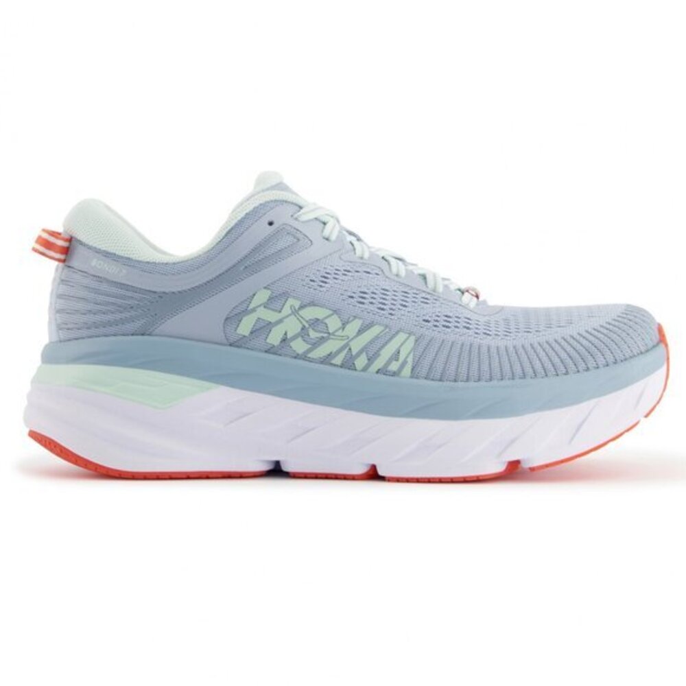 Hoka Women's Bondi 7 Running Sneaker in Blue Fog Blue Glass Size 8.5 Wide